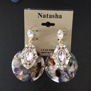 Natasha Marquis Baguette Pave Crystal Earrings